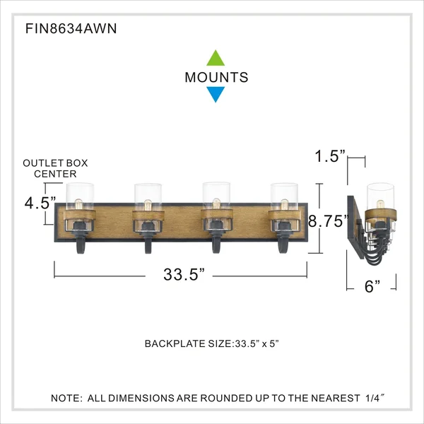 Quoizel FIN8634AWN Finch Bath Light - Aged Walnut