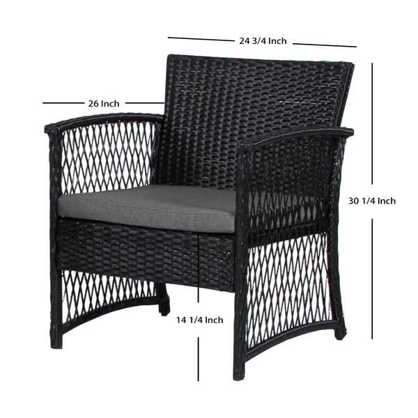 3-Piece Outdoor Patio Seating Conversation Set - Black, Beige