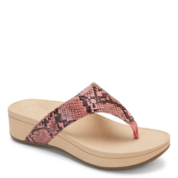Vionic Pacific Naples - Women's Platform Sandal Pink Snake - 6 Medium