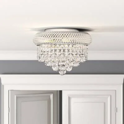 Rozella 3 - Light 10x22 Unique/Statement Tiered Semi Flush Mount Greyleigh Fixture Finish: Chrome, Crystal Grade: Royal Cut