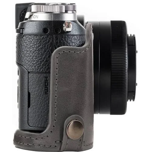 MegaGear mg1706 Ever Ready Leather Camera Case Compatible with Panasonic Lumix Dmc-gx85, Dmc-gx80 (12-32mm) - Gray