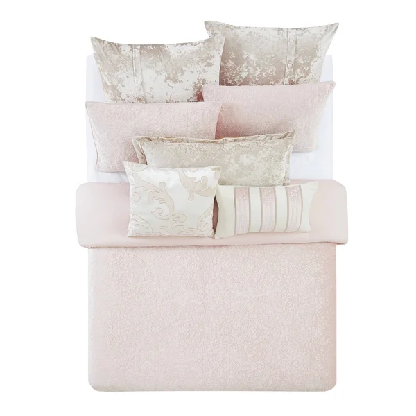 Charisma Melange Quilted Velvet Comforter Set - King - Pink
