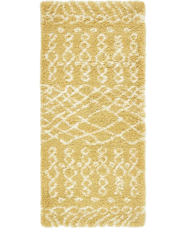Unique Loom Geometric Rabat Shag Runner Rug - 2& 7 x 6& - Yellow