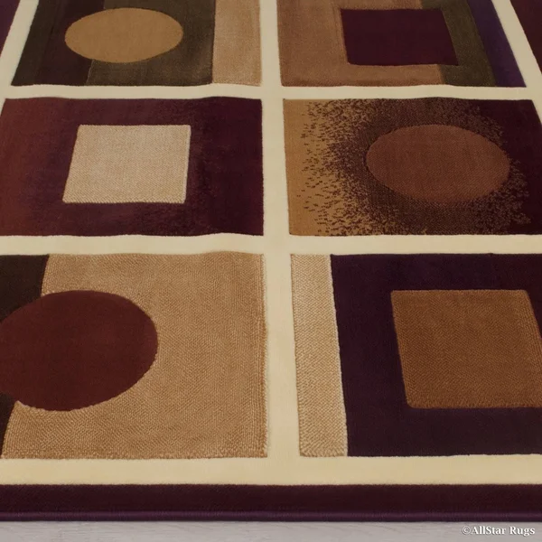 Allstar Black/ Brown Modern Geometric Design Rug - 7& 1x22 x 5& 2x22
