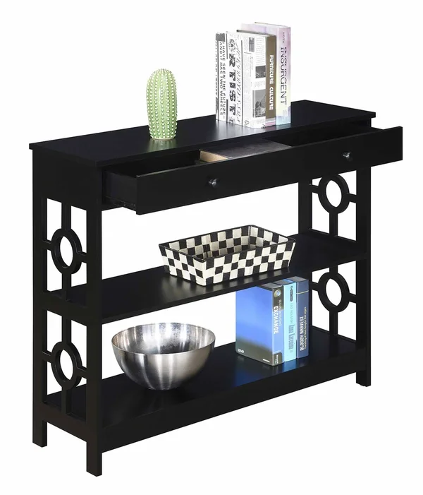Convenience Concepts Ring 1 Drawer Console Table, Black