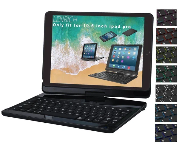 iPad Pro 10.5 Case with Keyboard Backlit - LENRICH 7 Colors Backlight 360 Rotatable Bluetooth Wireless