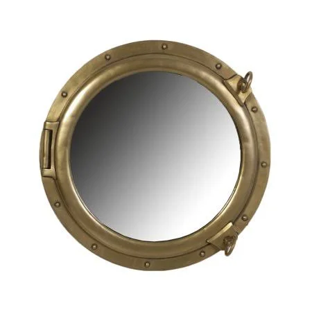 Porthole Mirror Antique Brass Finish Wall Mount 24 Inches, Size: Large
