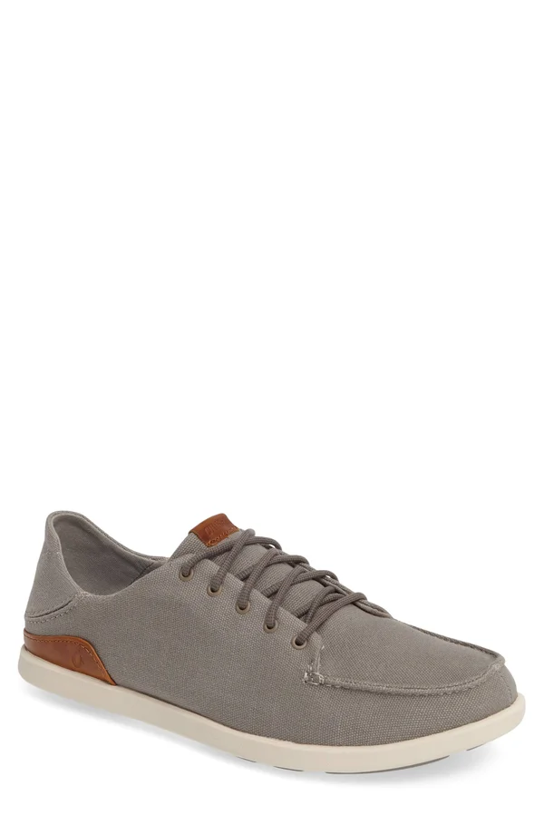 Olukai Manoa Shoe - Men's Fog/Mustard, 8.5
