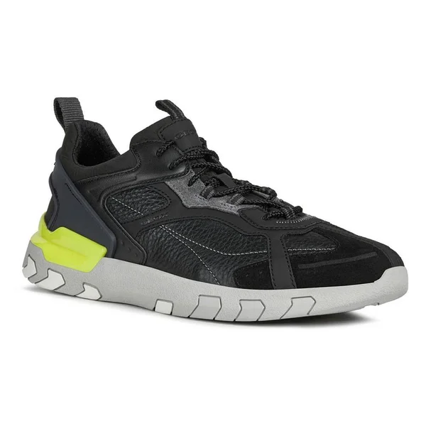 Geox Man Sneakers Black Size 6 Textile fibers, Soft Leather