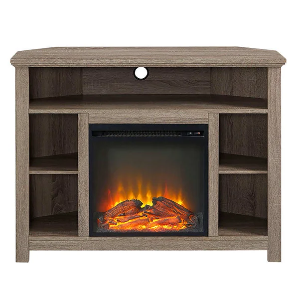 Delacora WE-BD44FPHBC 44x22 Wide Wood Media Cabinet with Fireplace Driftwood