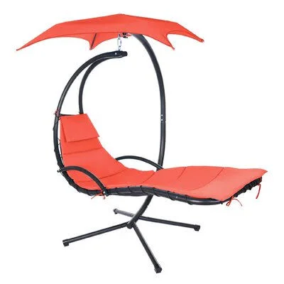 Patio Hanging Chaise Lounger with Stand Ivy Bronx Color: Orange
