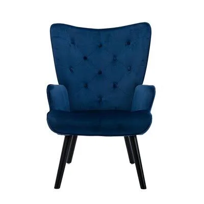 Accent Chair Living Room/Bed Room, Modern Leisure Chair Coffee Color Microfiber Fabric Everly Quinn Body Fabric: Blue Polyuretha