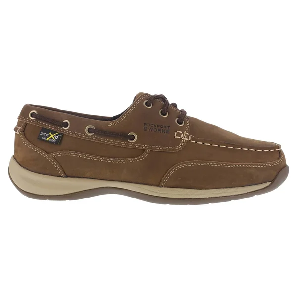 Rockport Men's Brown Internal Met Guard, Steel Toe Boat Shoe RK6734
