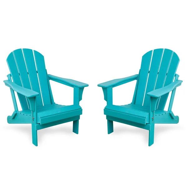 Westin Outdoor 2001010-2 Outdoor Folding Plastic Adirondack Chair Black - Set of 2