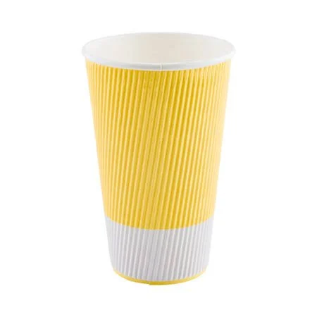 16 oz Light Yellow Paper Coffee Cup - Ripple Wall - 3 1/2 inch x 3 1/2 inch x 5 1/2 inch - 500 Count Box, Size: One Size
