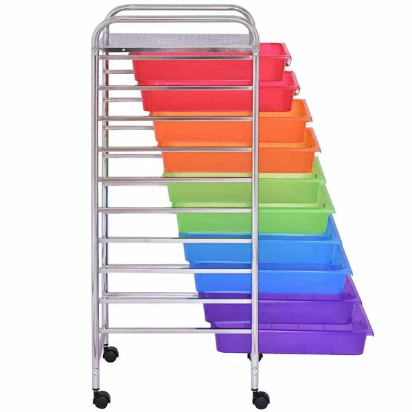 Costway 10 Drawers Rolling Storage Cart - 12.6" x 14.4" x 35.4"