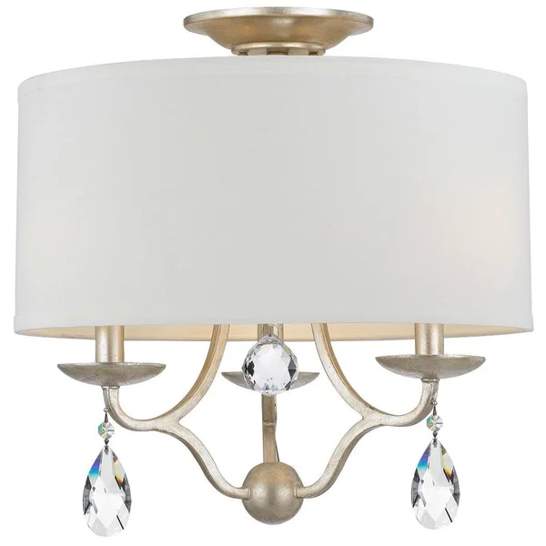 Crystorama 5973-SL Manning 3 Light Chandelier, Silver Leaf