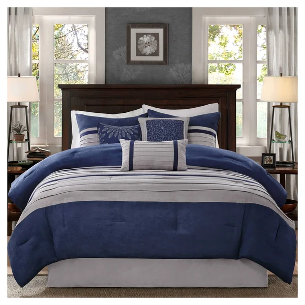 Madison Park - Palmer 7 Piece Comforter Set - Blue - Cal King