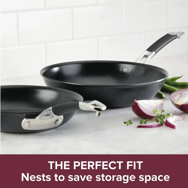 Anolon SmartStack Nonstick Hard-Anodized 12x22 and 10x22 Skillet Set Black