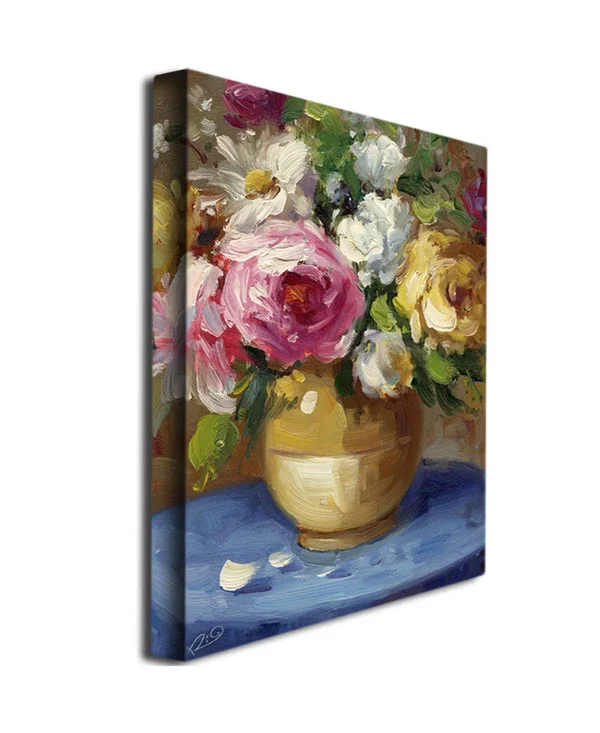 Trademark Fine Art Rio &Flowers in A Gold Vase& Canvas Art 35x47 Inches