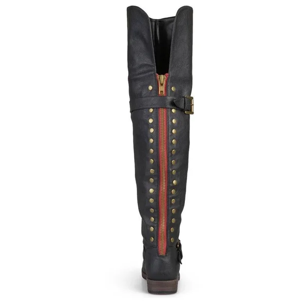 Journee Collection Kane Wide Calf Over The Knee Boot, Women's, Black, Size 7, Boots, Riding
