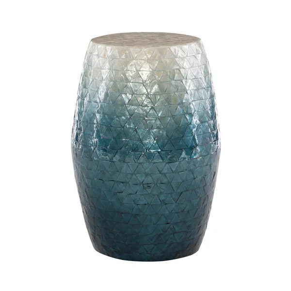 Linon Home Decor Jaynie Blue Ombre Capiz Mosaic Drum Table