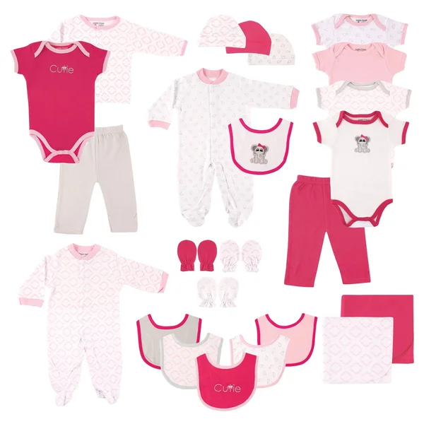 Luvable Friends Baby Girls& 24 Piece Gift Set - Elephant - Pink