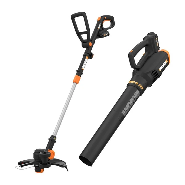 Worx 20V PowerShare 10x22 Cordless String Trimmer and Turbine Blower Combo Kit Wg930.2