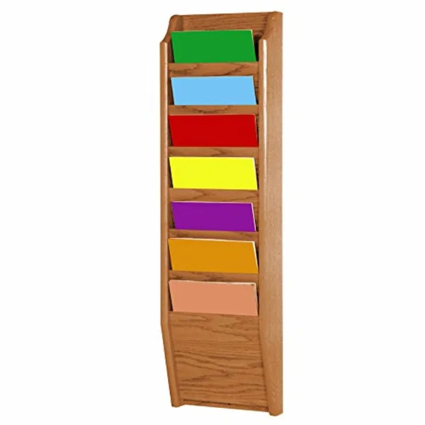 Wooden Mallet 7-Pocket Cascade Magazine Rack - Light Oak