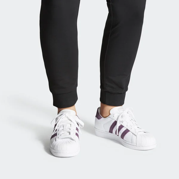 Adidas Superstar Shoes - Women's - Cloud White, Red, Silver - 8