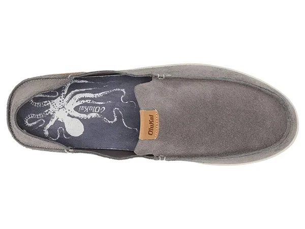 Olukai Nalukai Kala Men's Leather Slip on Shoes Fog - Bone - 7