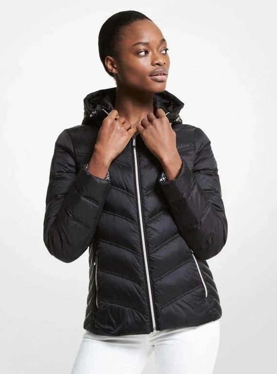 Michael Kors Quilted Nylon Packable Puffer Jacket - Black