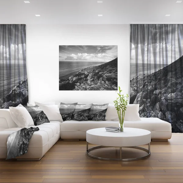 Sunrise Over Sicily Black and White Photographic Print on Wrapped Canvas - Size: 40 in. Wide x 30 in. High