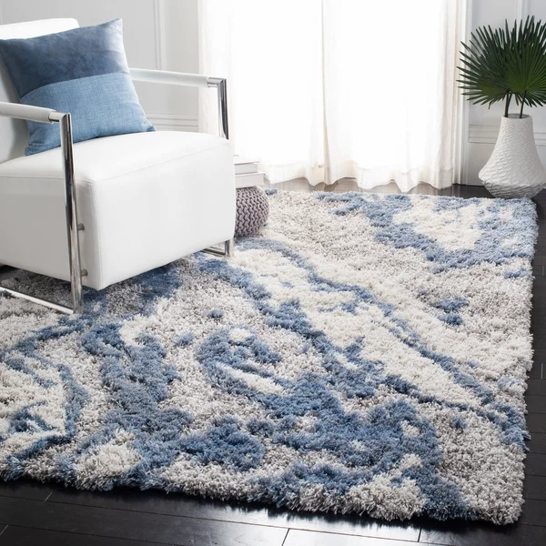 Safavieh Horizon Shag Mukades Flokati Rug - 5&3x22 x 7&7x22 - Grey/Blue