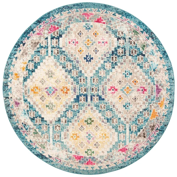 Safavieh Madison 418 Area Rug - Dark Blue, Yellow, 6&7x22 x 6&7x22 Round