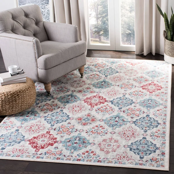 Safavieh Brentwood BNT815A 6&7x22 x 6&7x22 Round Cream, Blue Area Rug