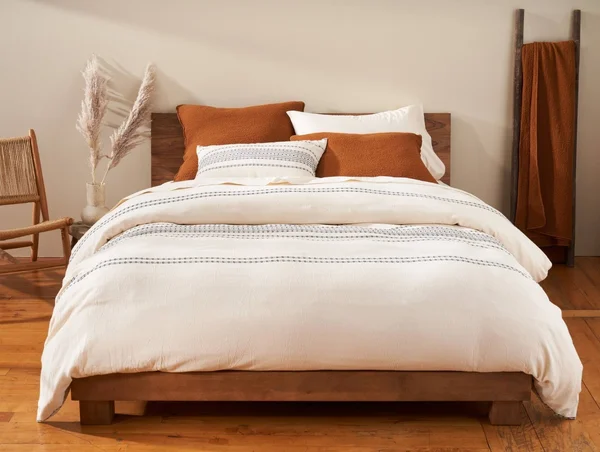 Coyuchi Rippled Stripe Organic Sham, Ivory with Black, Standard