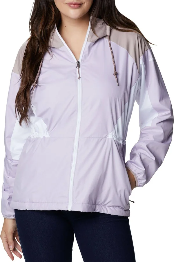 Columbia Women's Side Hill Windbreaker Jacket, 2X, Pale Lilac MVE Vapor Whte