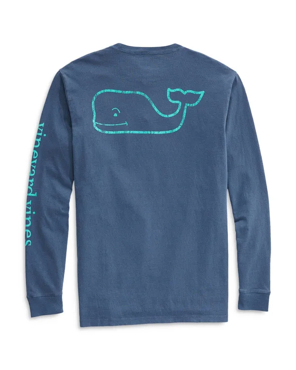Vineyard Vines Men's Long-Sleeve Garment Dyed Vintage Whale Pocket T Shirt
