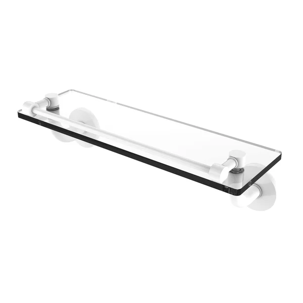 Allied Brass Remi Collection Glass Vanity Shelf with Gallery Rail - Matte White - 16 inch