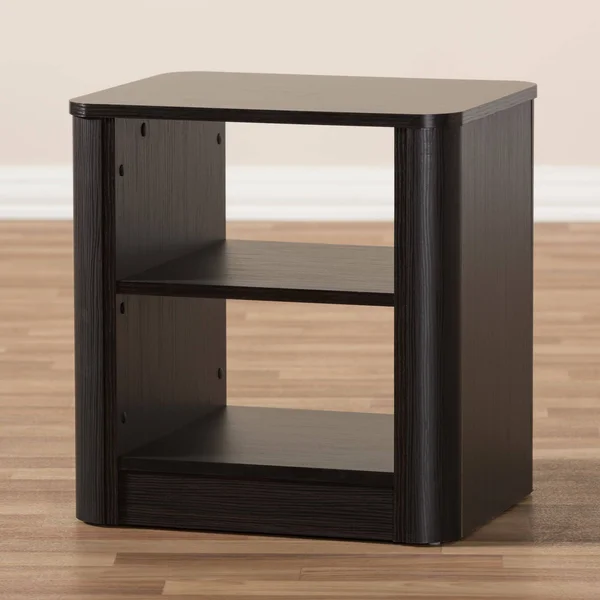 Baxton Studio Carlingford Modern and Contemporary Espresso Brown Finished Wood 2-Shelf Nightstand