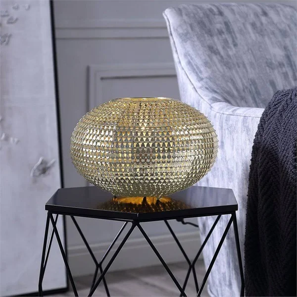 Pemberly Row 8x22 Hand-Crafted Globe Sparkle Table Lamp in Gold