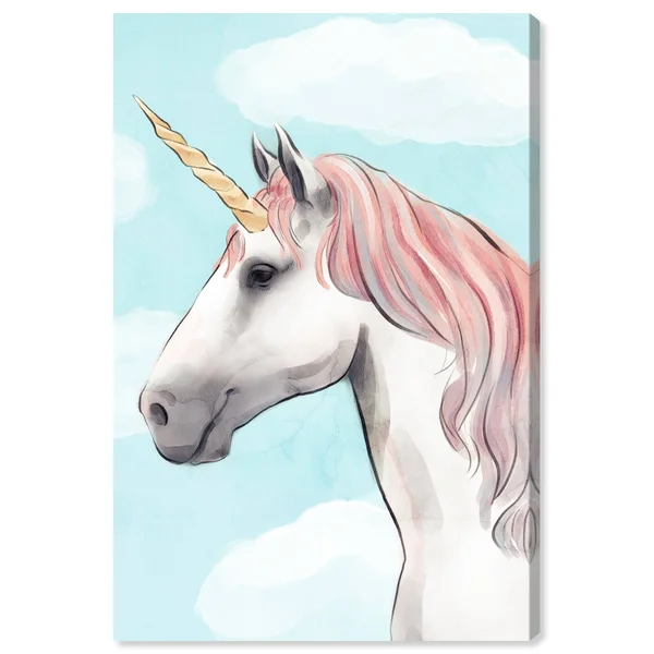 Oliver Gal 'Pastel Unicorn Mane' Fantasy and sci-fi Wall Art Canvas Print - Pink, Blue - 24 x 36