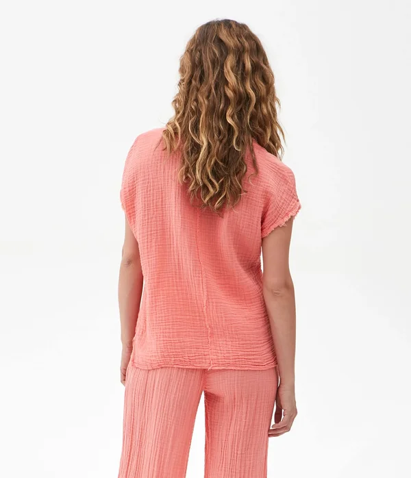 Michael Stars Women's Draya V-Neck Top in Pink - Size Xs