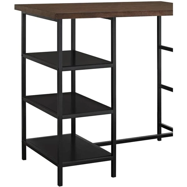 Mainstays 3-Piece Metal Pub Set with Wood Top, Dark Mahogany