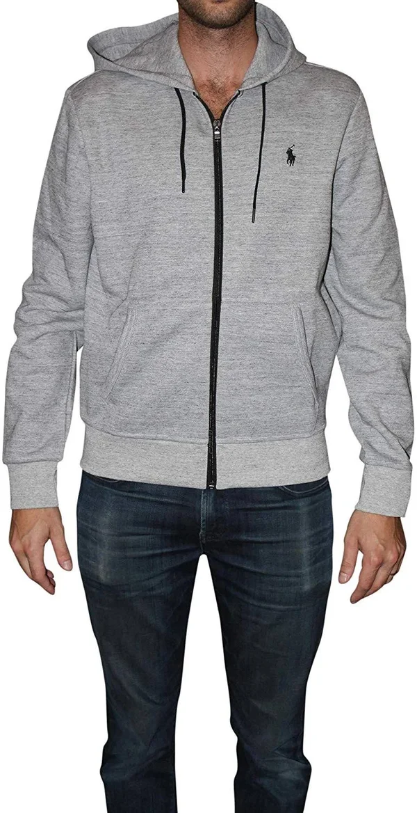 Polo Ralph Lauren Men's Double-Knit Full-Zip Hoodie Grey, X-Large