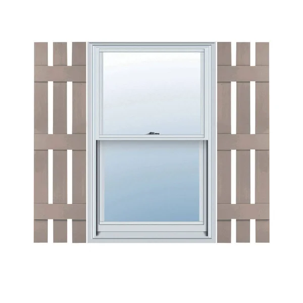 12 inchw x 57 inchh Lifetime Vinyl, Custom Three Board Spaced (3 Batten), Board-n-Batten Shutters, Clay
