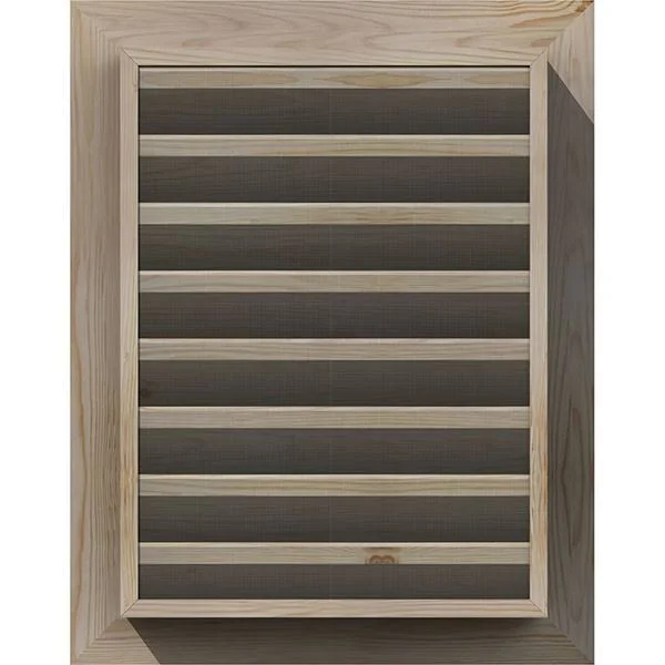 Ekena Millwork 12-in W x 16-in H Vertical Gable Vent (17-in W x 21-in H Frame Size): Unfinished, Functional, Smooth Pine Gable V