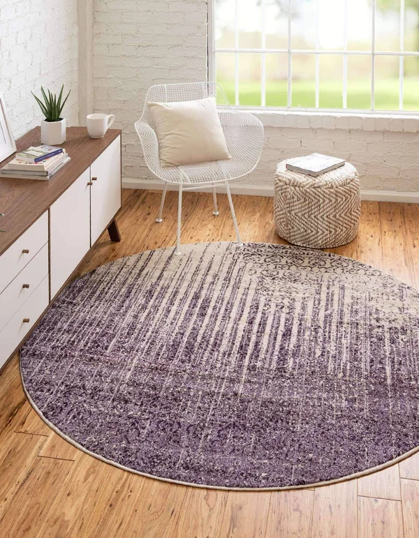 Unique Loom Jennifer Del Mar Area Rug - 8& Round - Purple