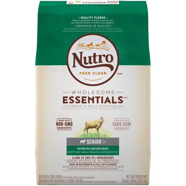 Nutro Wholesome Essentials Senior Lamb & Rice Dry Dog Food, 30 lbs